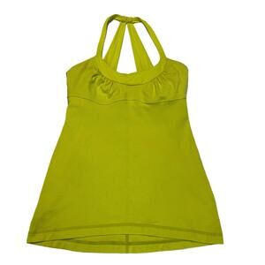 lululemon Scoop Me Up Tank top Tonka Stripe Split Pea Yoga Gym Spin Sz 6 yellow